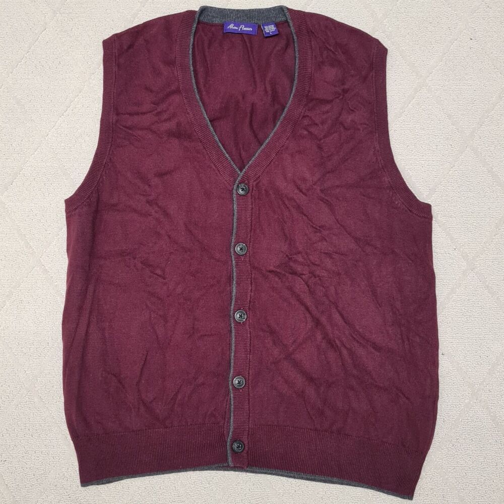 Alan Flusser Cardigan Vest Sweater Golf Mens LARGE Casual Preppy Office